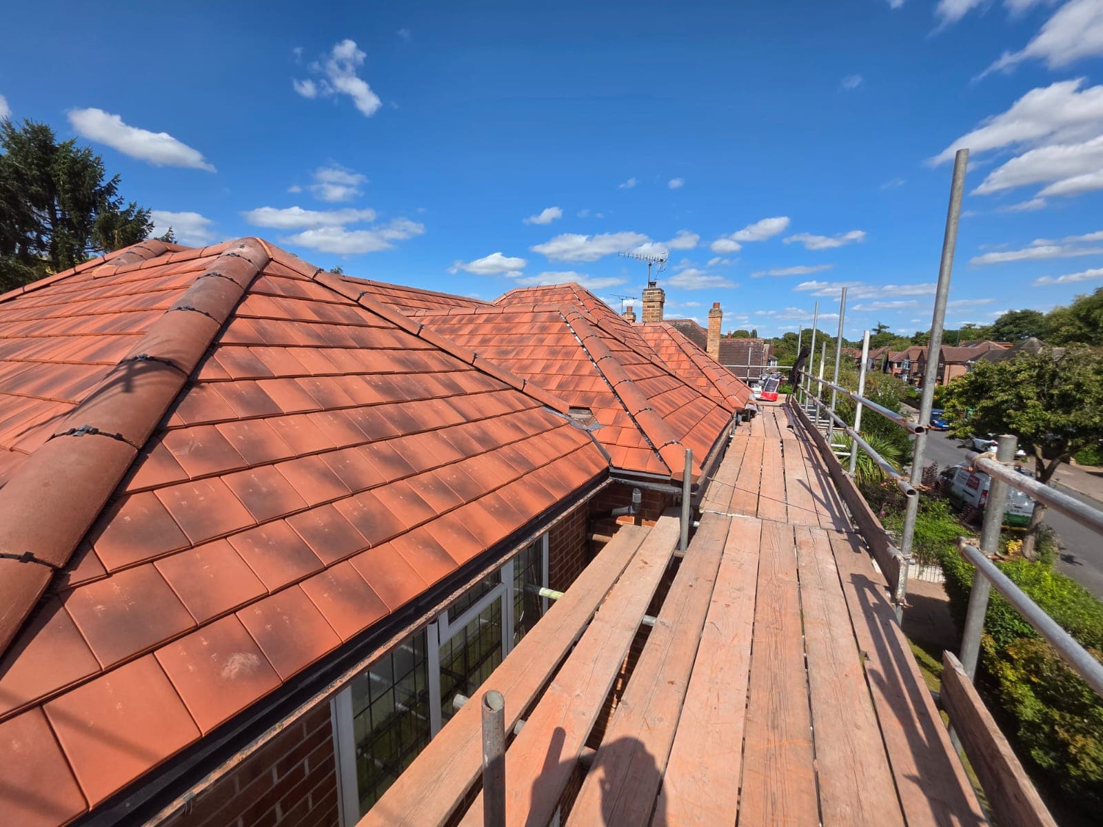 Freshly completed tiled re-roof on a Mansfield bungalow